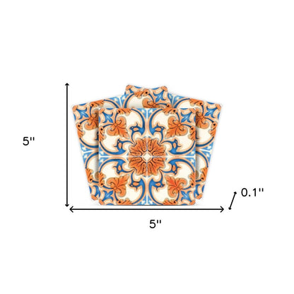 7" x 7" Blue And Orange Peel And Stick Removable Tiles HomeRoots