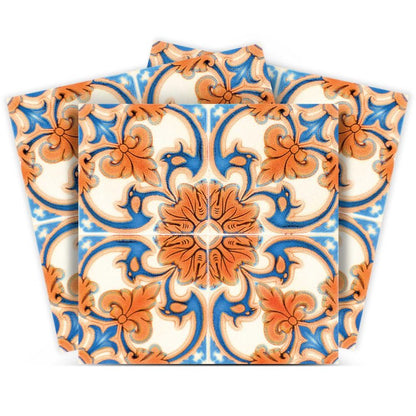 7" x 7" Blue And Orange Peel And Stick Removable Tiles HomeRoots