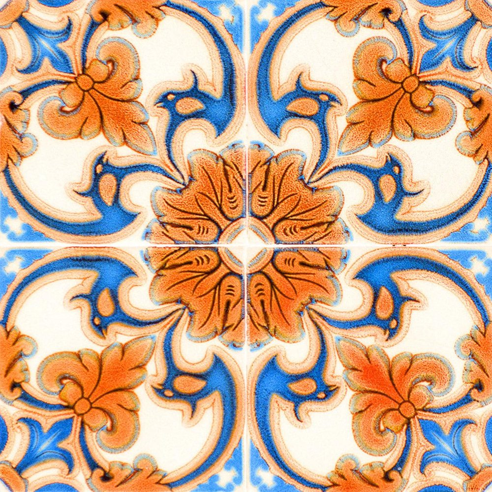 7" x 7" Blue And Orange Peel And Stick Removable Tiles HomeRoots