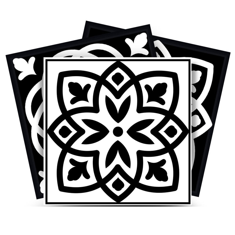 8" x 8" Black And White Vinyl Peel And Stick Removable Tiles HomeRoots