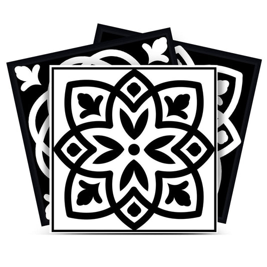 8" x 8" Black And White Vinyl Peel And Stick Removable Tiles HomeRoots