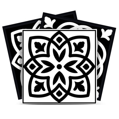 8" x 8" Black And White Vinyl Peel And Stick Removable Tiles HomeRoots