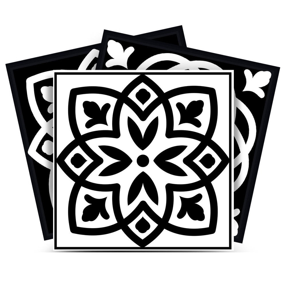 8" x 8" Black And White Vinyl Peel And Stick Removable Tiles HomeRoots