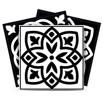 8" x 8" Black And White Vinyl Peel And Stick Removable Tiles HomeRoots