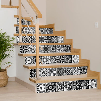 8" x 8" Black And White Vinyl Peel And Stick Removable Tiles HomeRoots
