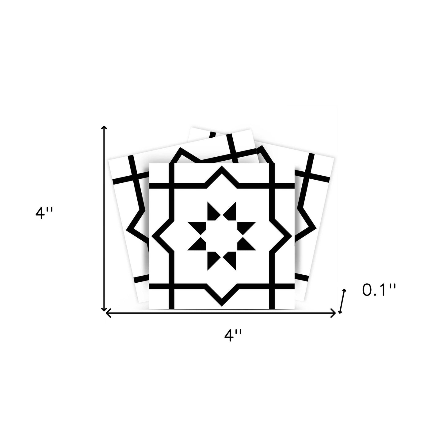 4" X 4" White And Black Sun Peel And Stick Removable Tiles