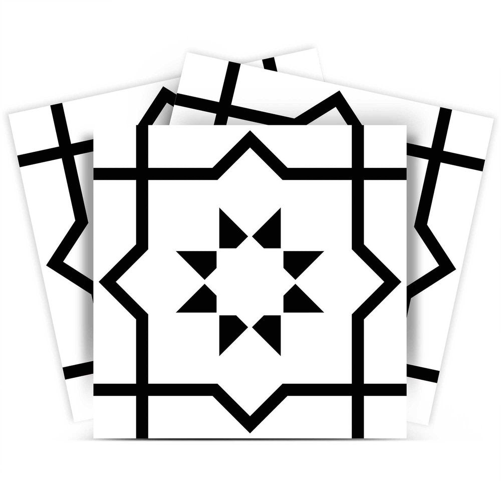 8" x 8" Black And White Peel And Stick Removable Tiles HomeRoots