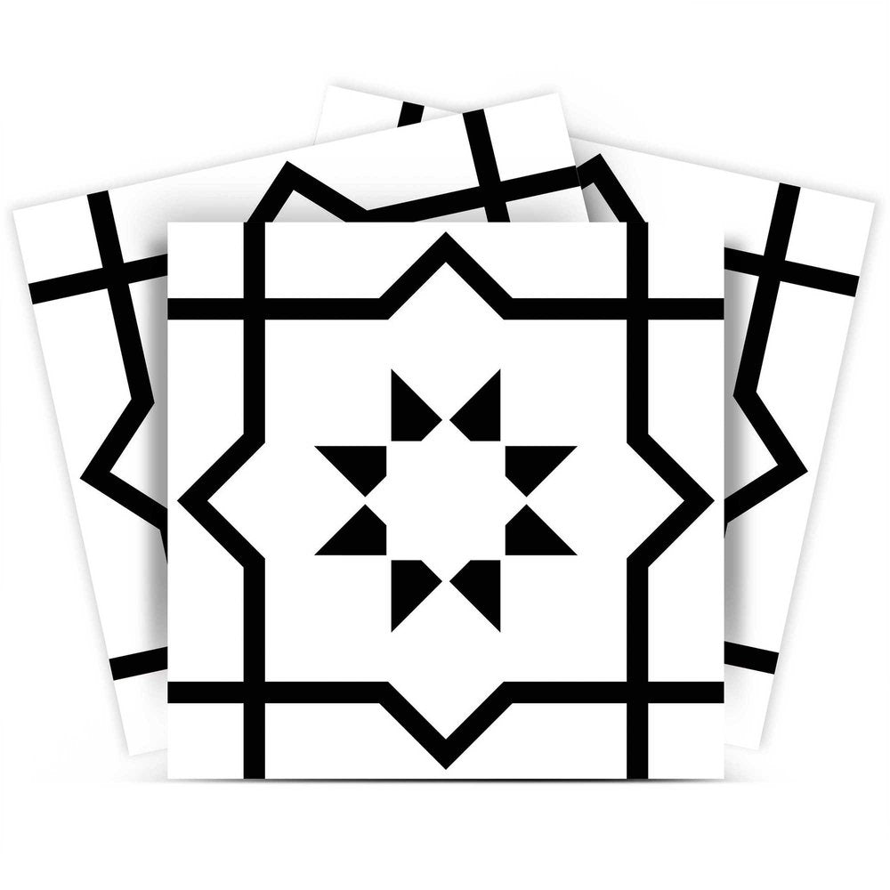 8" x 8" Black And White Peel And Stick Removable Tiles HomeRoots