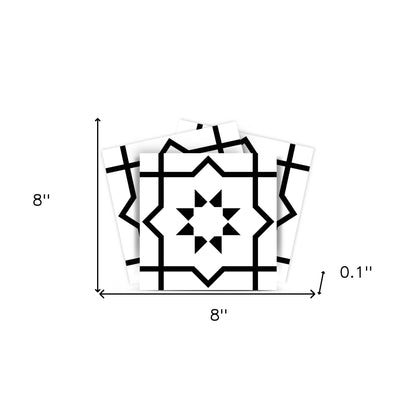 4" X 4" White And Black Sun Peel And Stick Removable Tiles