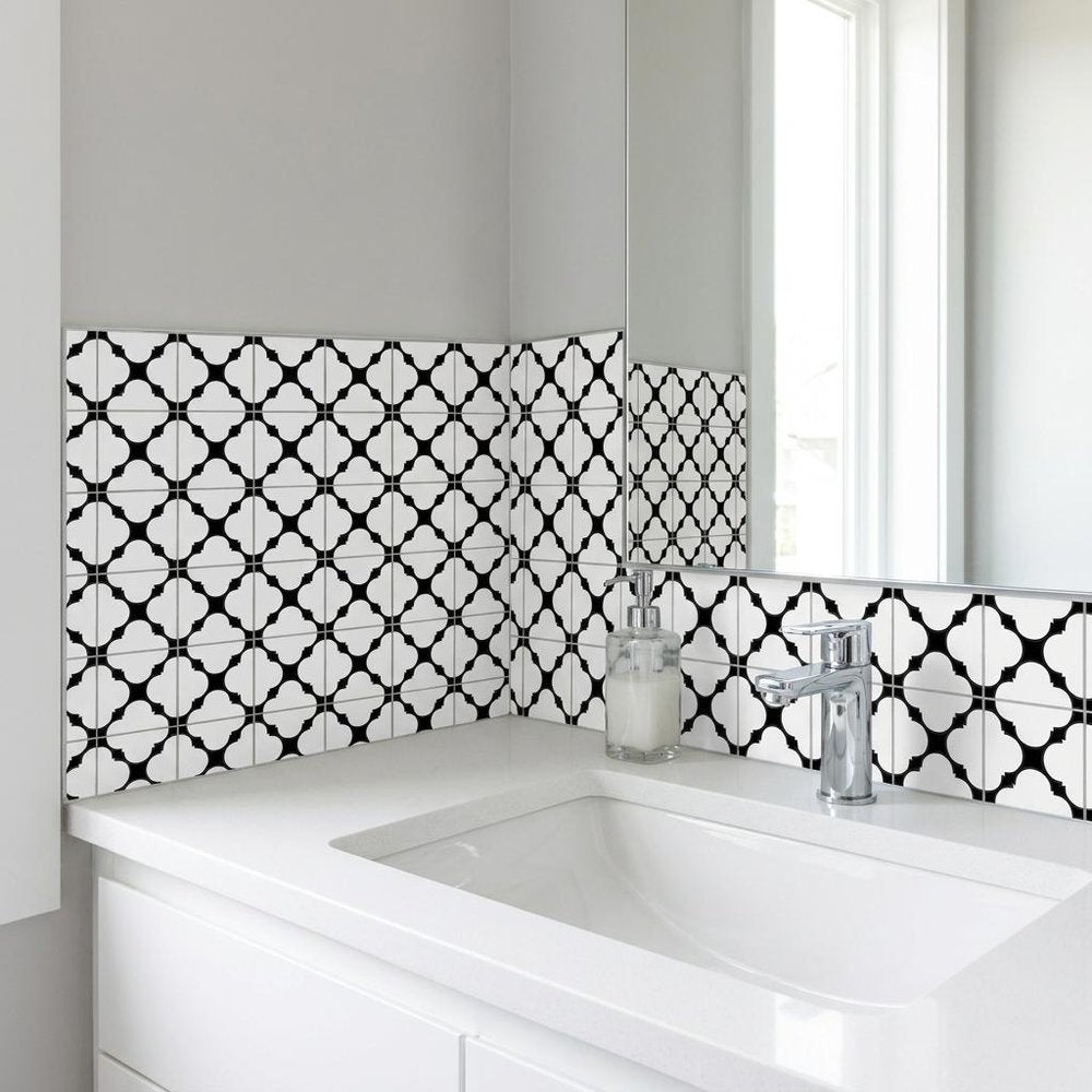 7" x 7" Black And White Peel And Stick Removable Tiles HomeRoots