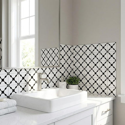7" x 7" Black And White Peel And Stick Removable Tiles HomeRoots