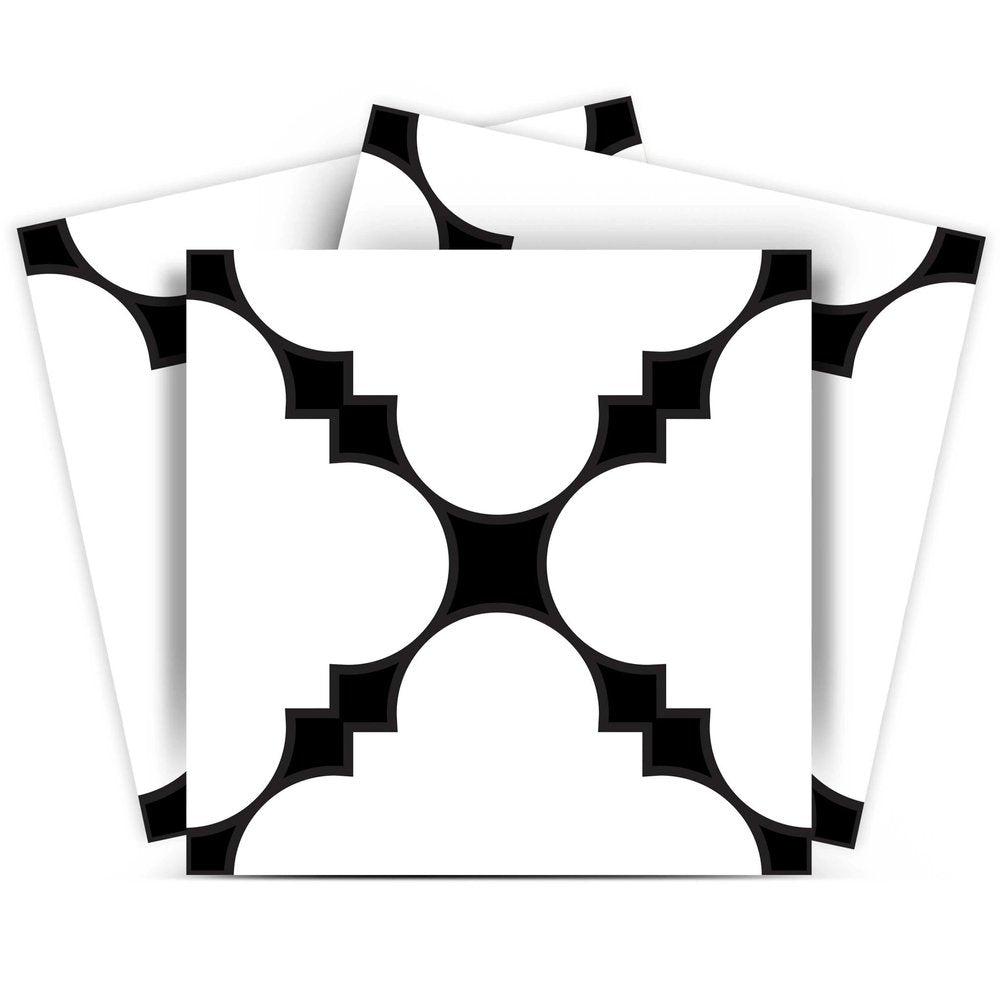 7" x 7" Black And White Peel And Stick Removable Tiles HomeRoots