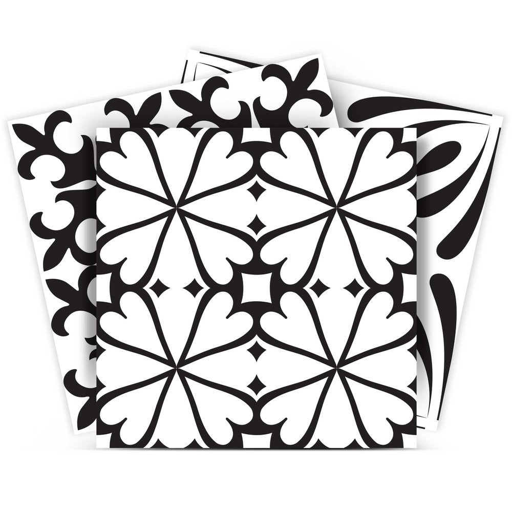 8" x 8" Black And White Vinyl Peel And Stick Removable Tiles HomeRoots