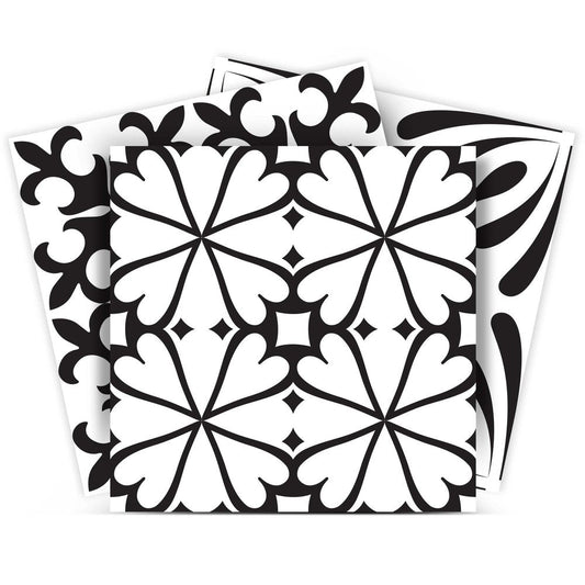 8" x 8" Black And White Vinyl Peel And Stick Removable Tiles HomeRoots