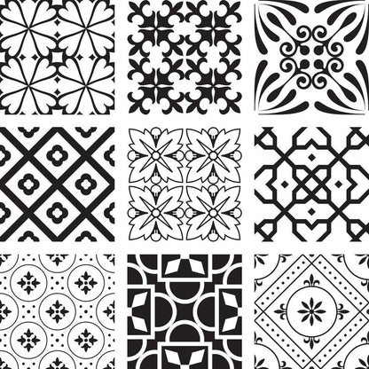 8" x 8" Black And White Vinyl Peel And Stick Removable Tiles HomeRoots
