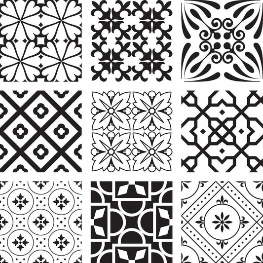 8" x 8" Black And White Vinyl Peel And Stick Removable Tiles HomeRoots