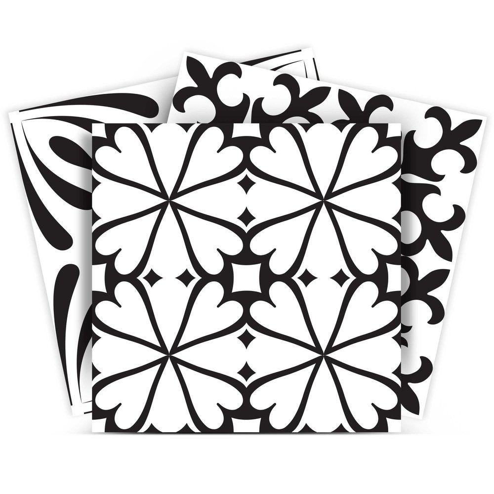 8" x 8" Black And White Vinyl Peel And Stick Removable Tiles HomeRoots