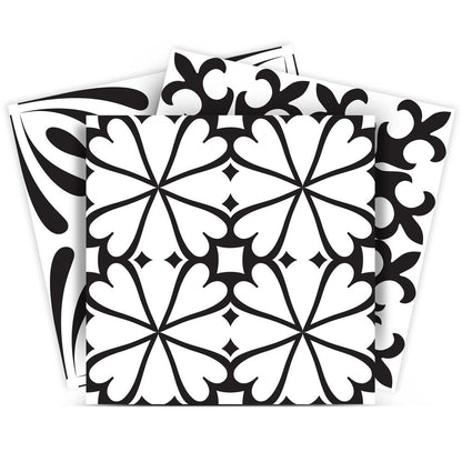 8" x 8" Black And White Vinyl Peel And Stick Removable Tiles HomeRoots