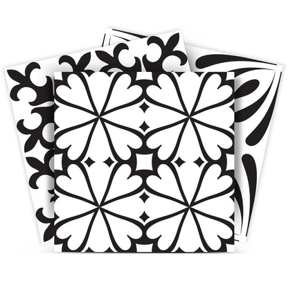 8" x 8" Black And White Vinyl Peel And Stick Removable Tiles HomeRoots