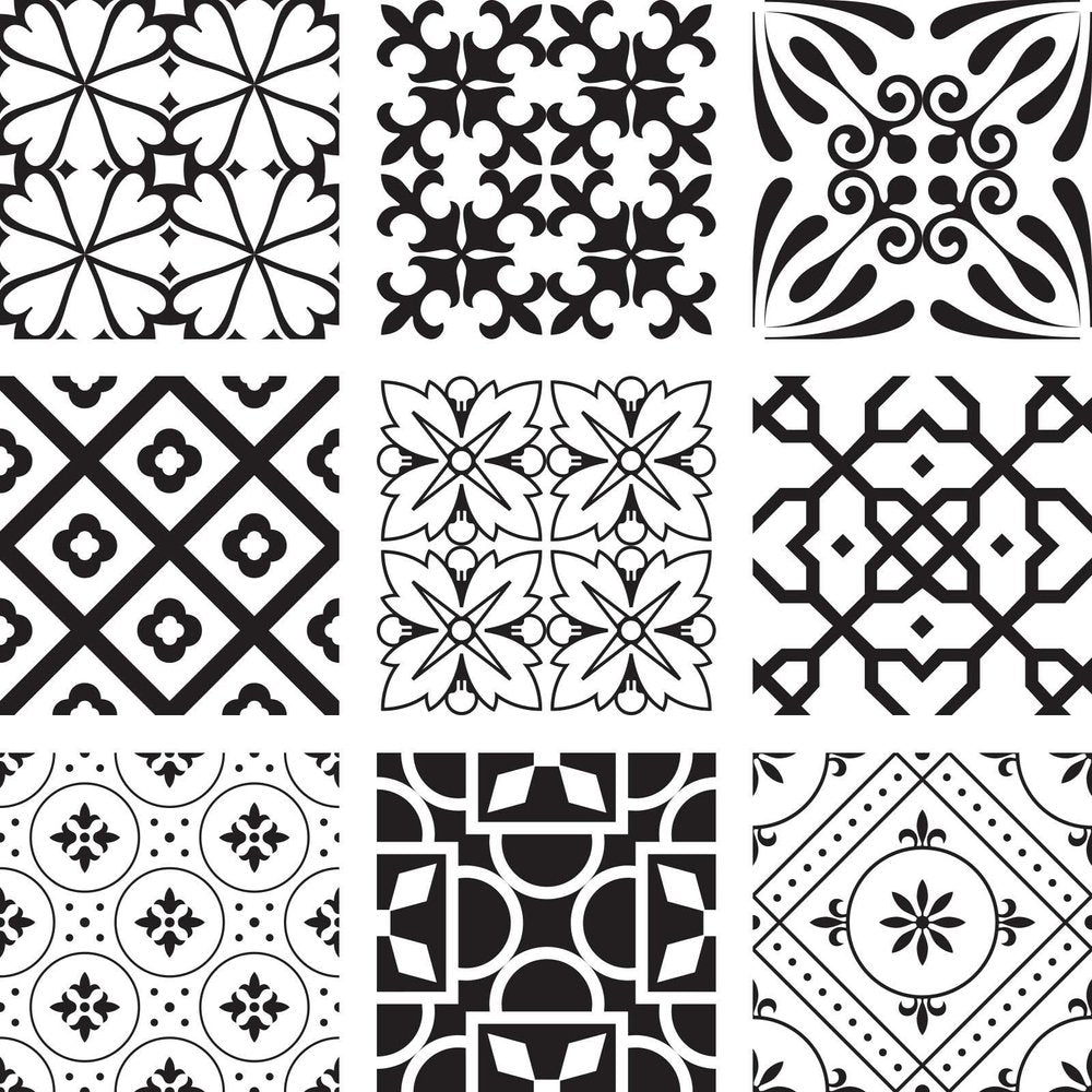 8" x 8" Black And White Vinyl Peel And Stick Removable Tiles HomeRoots