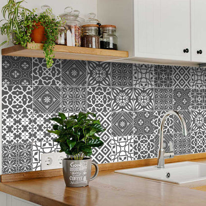 4" X 4" Gray And White Mosaic Peel And Stick Removable Tiles