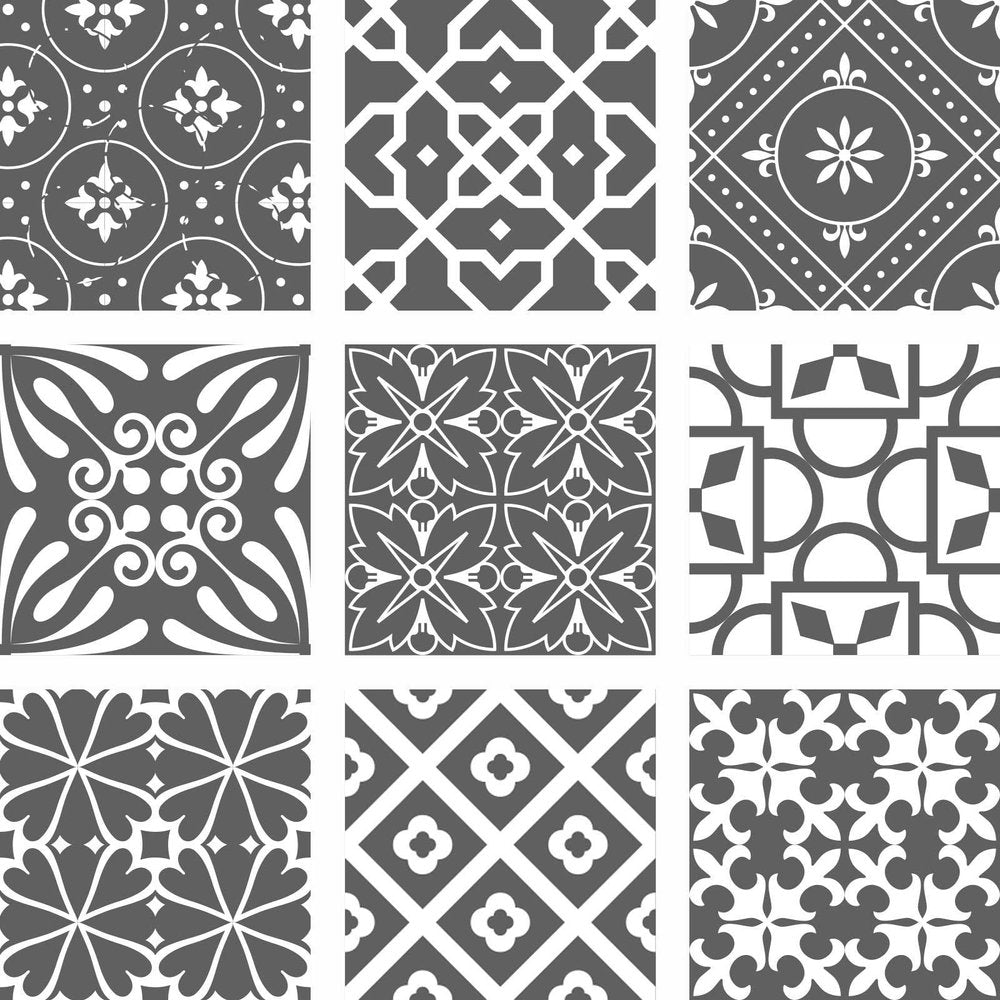 8" x 8" Gray And White Vinyl Peel And Stick Removable Tiles HomeRoots