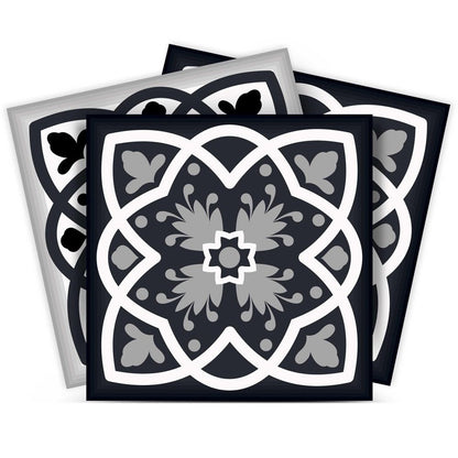 5" X 5" Black White And Gray Baz  Peel And Stick Removable Tiles HomeRoots