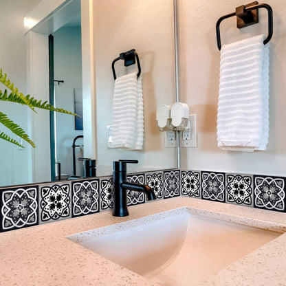 4" X 4" Black White And Gray Baz Peel And Stick Removable Tiles HomeRoots