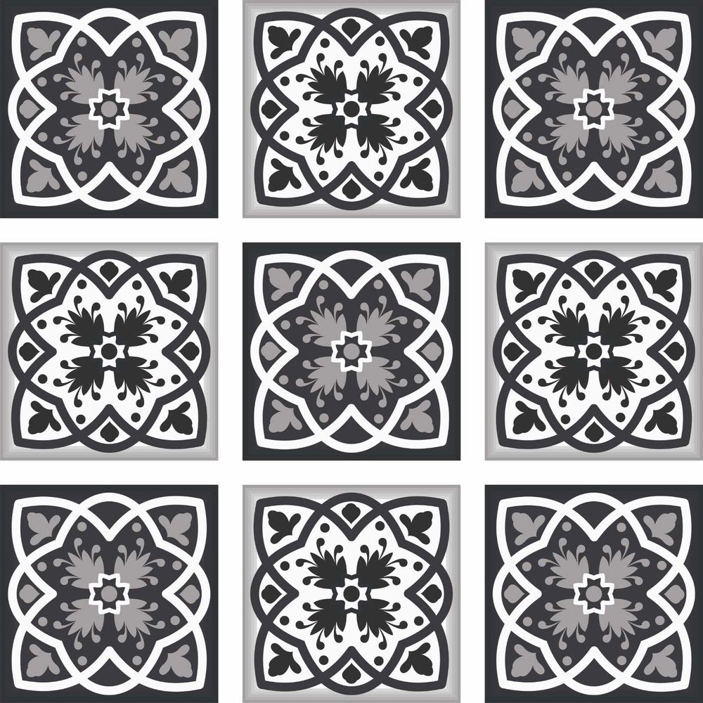 4" X 4" Black White And Gray Baz Peel And Stick Removable Tiles HomeRoots