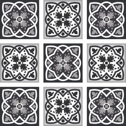 4" X 4" Black White And Gray Baz Peel And Stick Removable Tiles HomeRoots