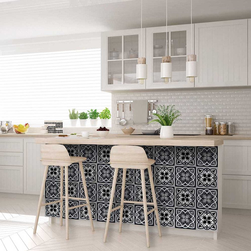 4" X 4" Black White And Gray Baz Peel And Stick Removable Tiles HomeRoots