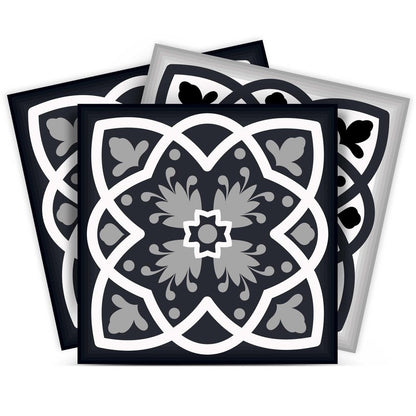 5" X 5" Black White And Gray Baz  Peel And Stick Removable Tiles HomeRoots