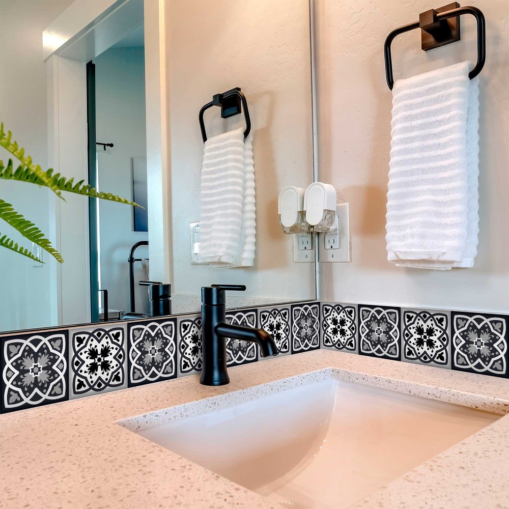 4" X 4" Black White And Gray Baz Peel And Stick Removable Tiles HomeRoots