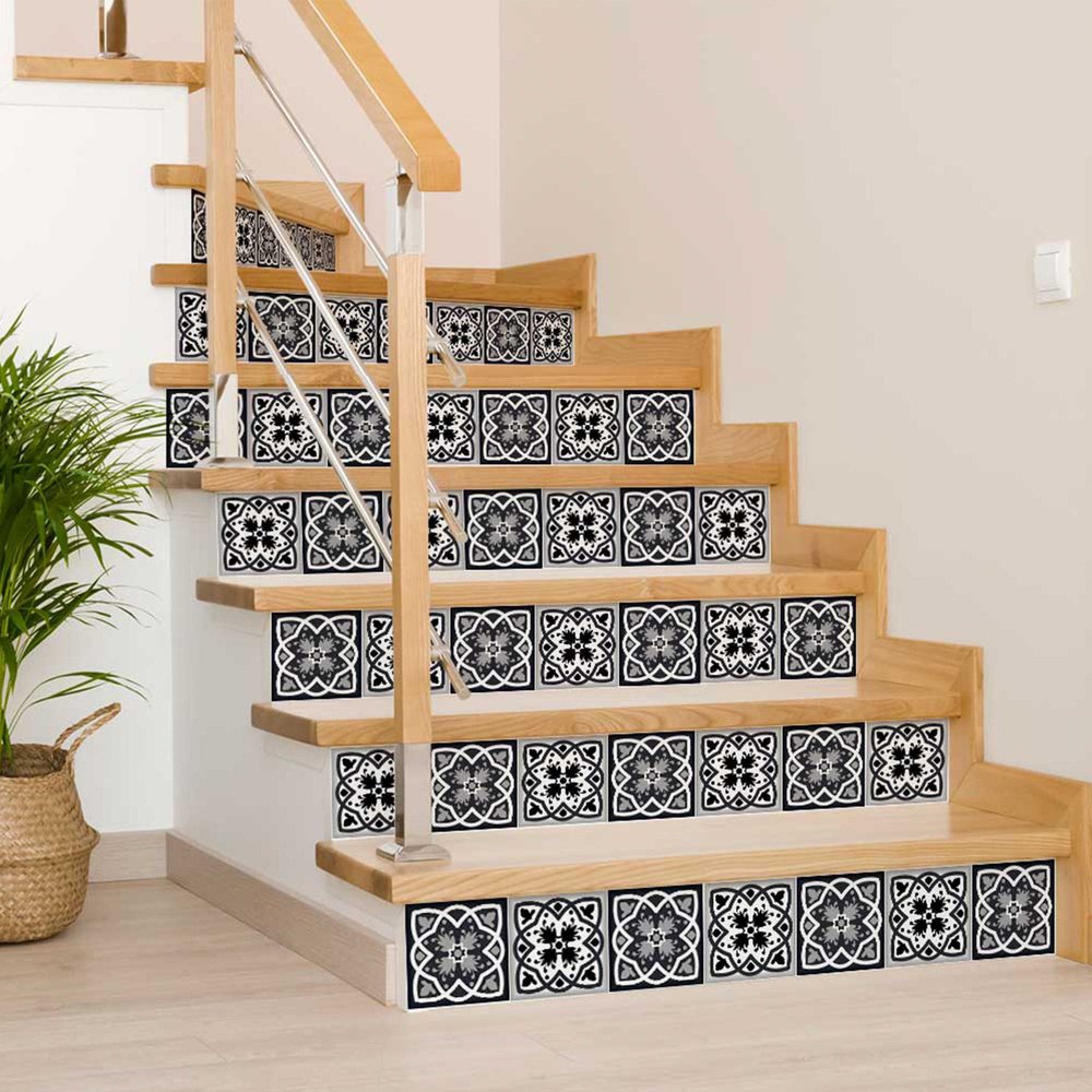 4" X 4" Black White And Gray Baz Peel And Stick Removable Tiles HomeRoots
