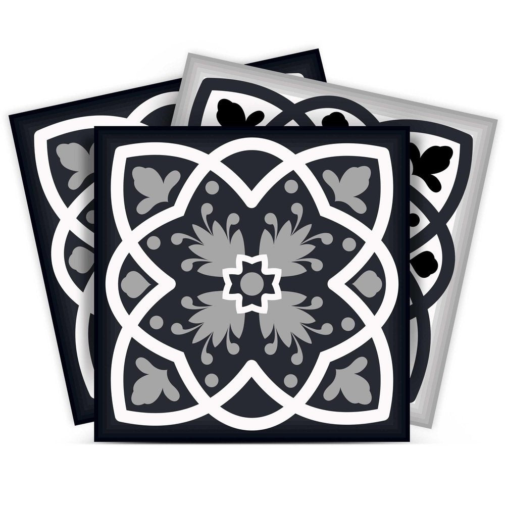 5" X 5" Black White And Gray Baz  Peel And Stick Removable Tiles HomeRoots