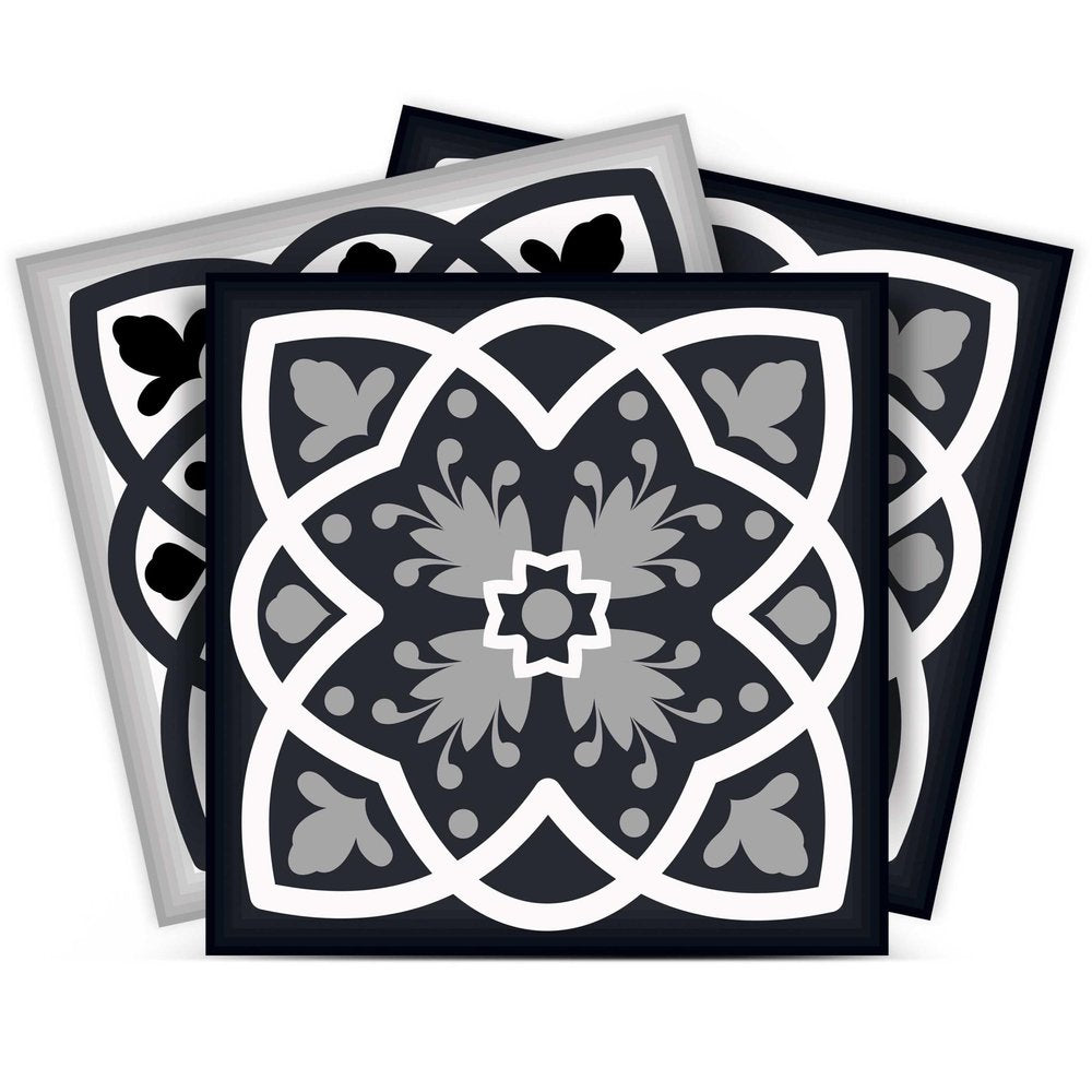 5" X 5" Black White And Gray Baz  Peel And Stick Removable Tiles HomeRoots
