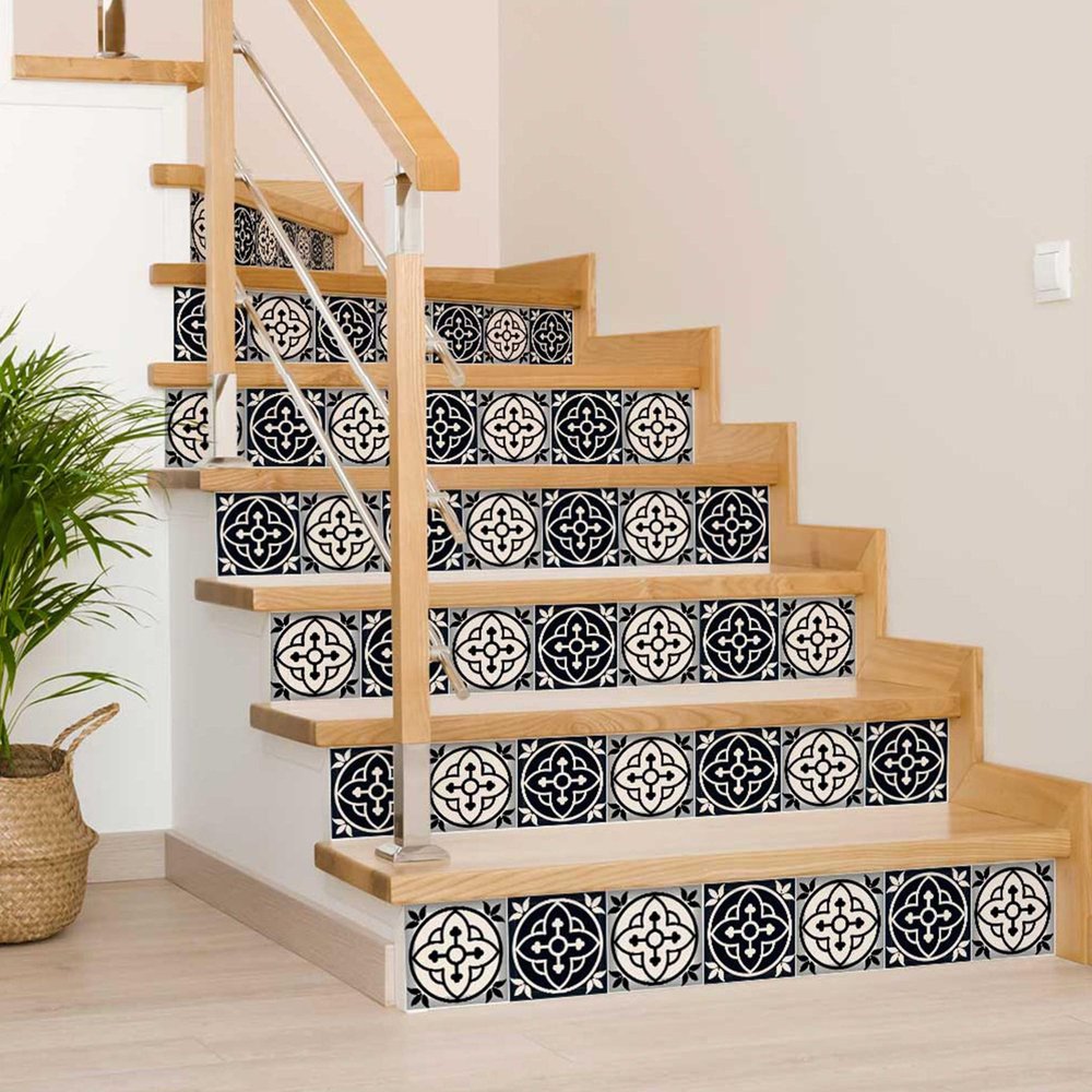 8" x 8" Black And White Vinyl Peel And Stick Removable Tiles HomeRoots