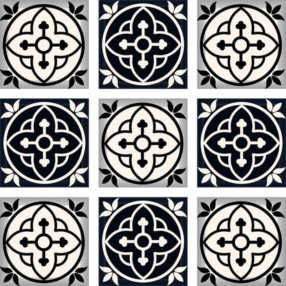 8" x 8" Black And White Vinyl Peel And Stick Removable Tiles HomeRoots