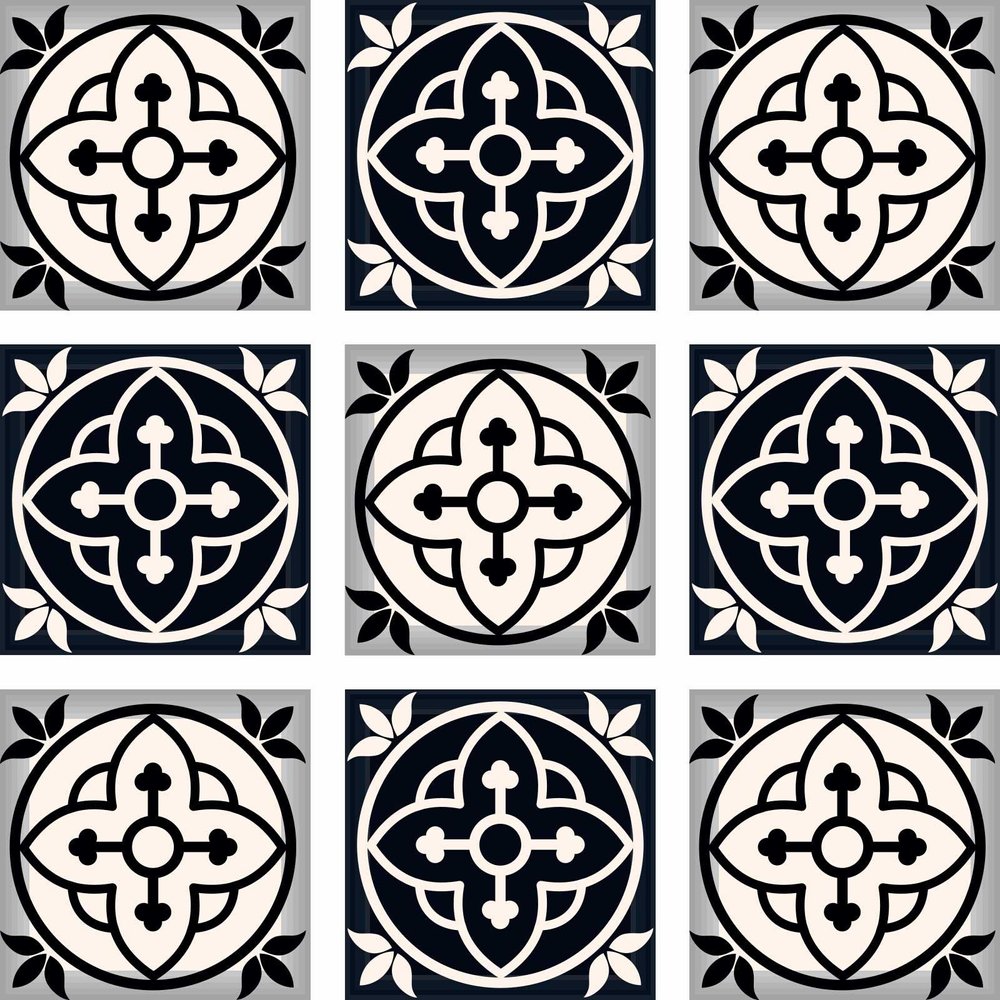 8" x 8" Black And White Vinyl Peel And Stick Removable Tiles HomeRoots