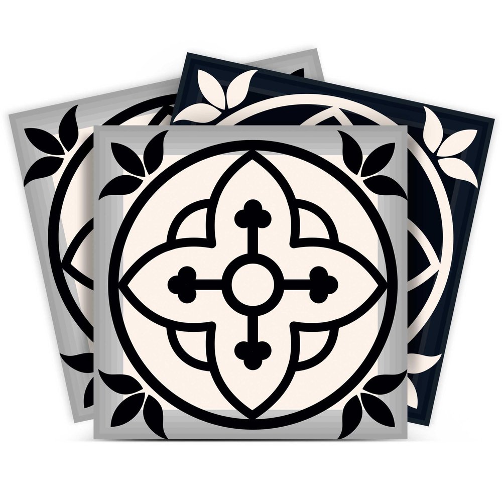 8" x 8" Black And White Vinyl Peel And Stick Removable Tiles HomeRoots