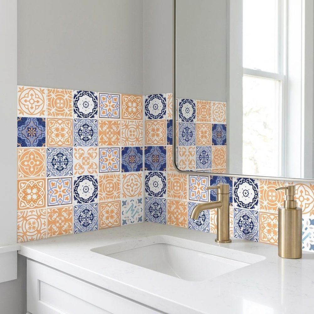 7" x 7" Yellow And White Peel And Stick Removable Tiles HomeRoots
