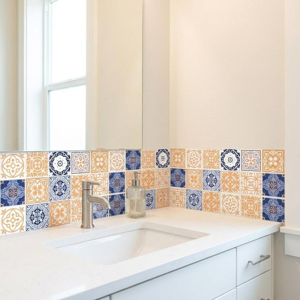 7" x 7" Yellow And White Peel And Stick Removable Tiles HomeRoots