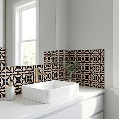 12" x 12" Cream Vinyl Arabesque Peel And Stick Removable Tiles HomeRoots