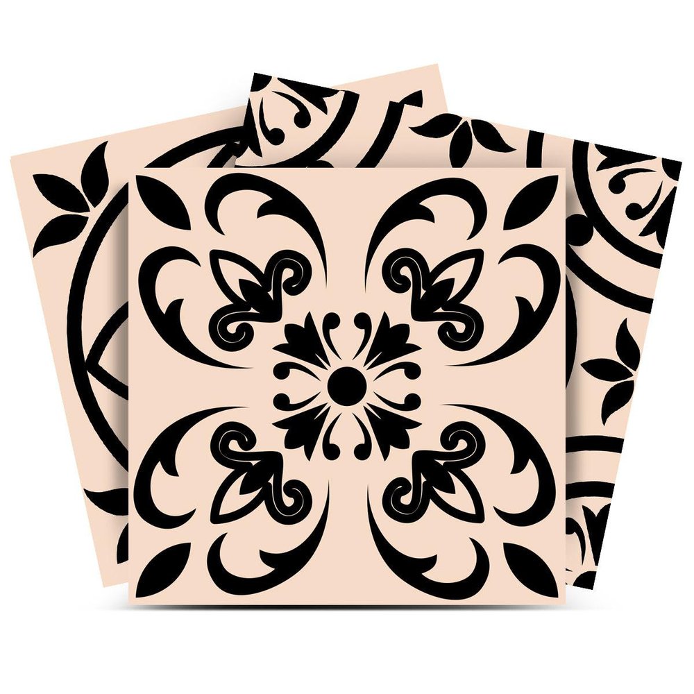 4" X 4" Cream And Black Mosaic Peel And Stick Removable Tiles HomeRoots