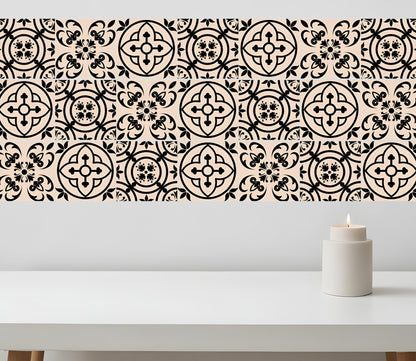 4" X 4" Cream And Black Mosaic Peel And Stick Removable Tiles HomeRoots