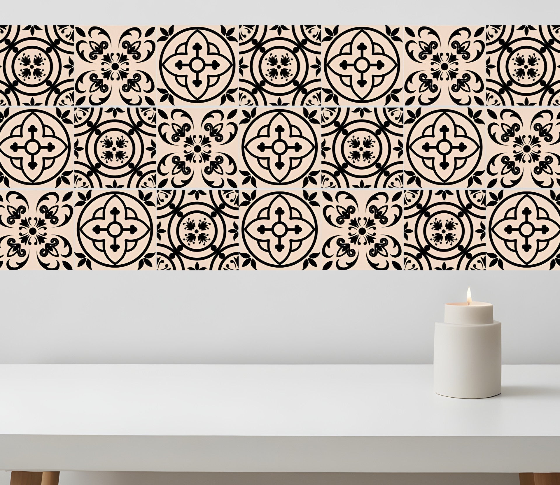 4" X 4" Cream And Black Mosaic Peel And Stick Removable Tiles HomeRoots