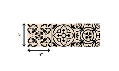 4" X 4" Cream And Black Mosaic Peel And Stick Removable Tiles HomeRoots