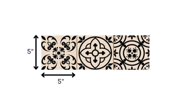 4" X 4" Cream And Black Mosaic Peel And Stick Removable Tiles HomeRoots