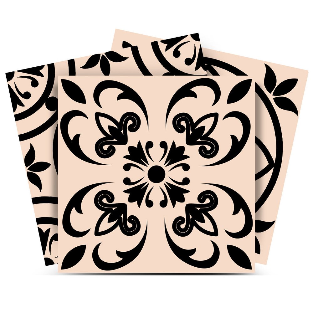 4" X 4" Cream And Black Mosaic Peel And Stick Removable Tiles HomeRoots