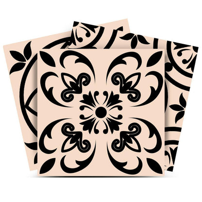 4" X 4" Cream And Black Mosaic Peel And Stick Removable Tiles HomeRoots